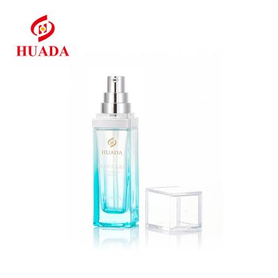 China Cosmetic 25 G 30 ml 100 ml square base translucent glass liquid bottle bottle TONER GLASS cosmetic BOTTLE for sale