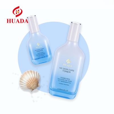 China Wholesale Cosmetic 120ml 100ml 40ml 50g Cream 120ml 100ml 40ml 50g Flat Circle Essential Oil Glass Bottle Cosmetics Set Lotion Pump Bottle Glass for sale