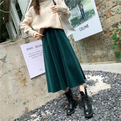 China Anti-static women's autumn and winter corduroy skirt high waist elastic skirt for sale