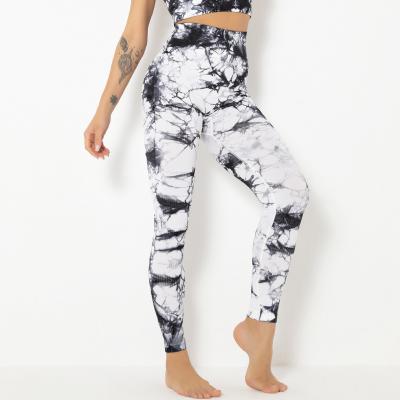 China Anti-wrinkle tie dye jacquard yoga pants hip lift yoga girl panties for sale