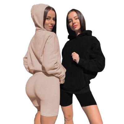 China QUICK DRY Favorable Price Women's Clothing Two Piece Pants Shorts Set Women Hoodie Two Piece Set for sale