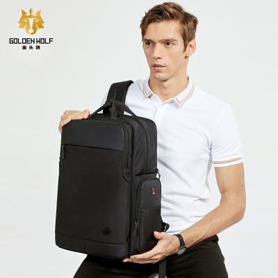 China With USB Wolf Polyester Waterproof Laptop Backpack custom made black gold men travel school bags for sale