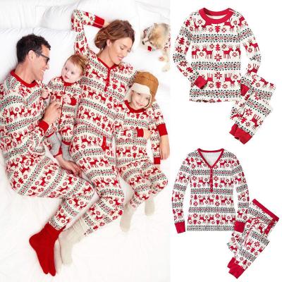 China Christmas QUICK DRY Pajamas Set Autumn Warm Cotton Family Clothes Mom Dad Children Christmas Theme Home Wear for sale