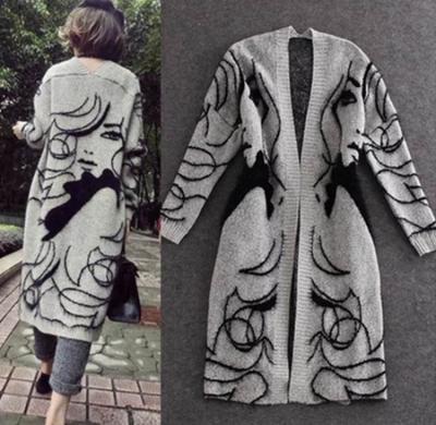 China Anti-Wrinkle Women Loose Open Front Long Sleeve Knit Cardigan Sweater for sale