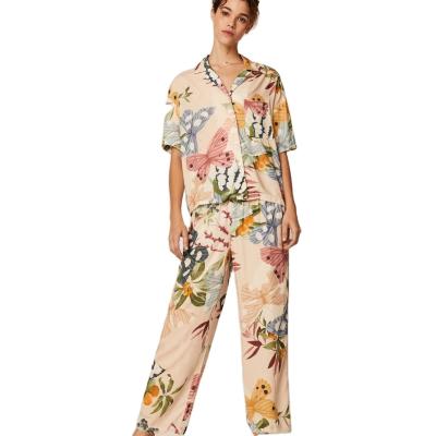 China Hot Sale Woman Print QUICK DRY Pajamas Sets Sleepwear Viscose Two Piece Nightgowns Women's Pajamas Sets 2 Pieces for sale