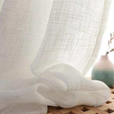 China Tope Shrink-Resistant Sheer Linen Look 100%Polyester Voile Curtain Fabric Wholesale For Living Room for sale