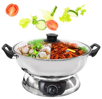 China Sustainable High Quality Glass Lid Stainless Steel Electric Hot Pot for sale