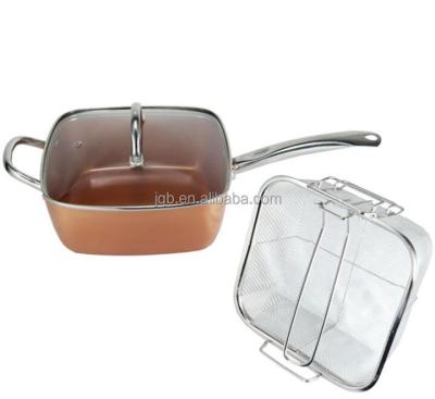 China 9.5 Inch Copper Frying Pan / Frying Pan Viable In Square Shape for sale