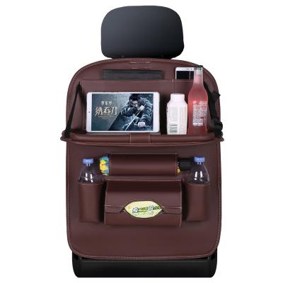 China As Picture Leather Car Backseat Storage Bag, Rear Seat Back Car Children's Row Storage, Dining Table Foldable Rack Hanging Bag for sale