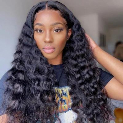 China HD Body Wave Lace Up Full Virgin Brazilian Hair Wigs Deep Wave Curly Transparent Lace Front Human Hair Wigs For Black Women From China for sale