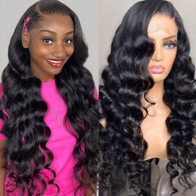 China Brazilian Raw Swiss Hair 13x6 HD Transparent Lace Front Wig Deep Wave HD Body Wave Vendor Lace Front Wig For Black Women Wholesale for sale