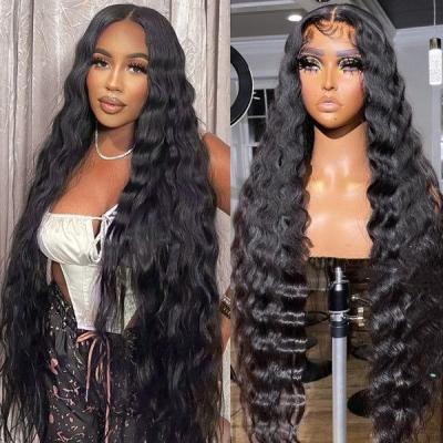 China Glueless Brazilian Frontal Wig Loose Deep Wave HD 13x4 13x6 360 Transparent Lace Full Body Wave Pre Plucked Raw Lace Hair Wigs for sale