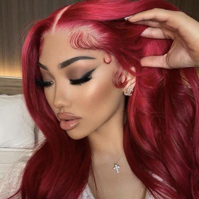 China Other Ginger Human Hair Deep Undetectable Orange Lace Front Wigs Curly Invisible Lace Burgundy 99j Colored Wig For Black Women for sale