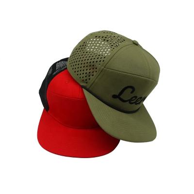 China breathable & Waterproof 7 Panel Laser Perforated Custom Hat Cap , 7 Panel Flat Trucker Hat Bill for sale