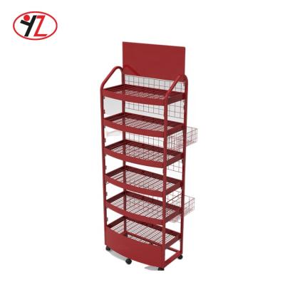 China Single sided and double sided is available supermarket free standing display shelves for beef jerky metal display rack for snack for sale