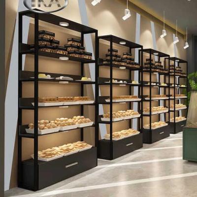 China Low Price Bread Display Rack Bread Rack Bakery Display Cabinet Customized Size for sale