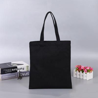 China Recyclable Blank Organic Cotton 100% Cotton Plain Black Canvas Tote Bag With Custom Logo Printed for sale