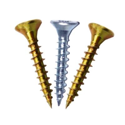 China Flat Wood Wafer Head Chipboard Screws 3.5x25 Blue Zinc Plating for sale