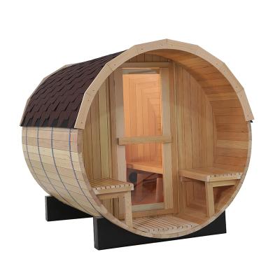 China Traditional Sauna Manufacturer SMARTMAK Hemlock Barrel Sauna Room Sauna With Stove for sale