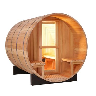 China Computer Control Panel 1800*1800MM Barrel 2-3person Canadian Sauna Outdoor Sauna Room for sale