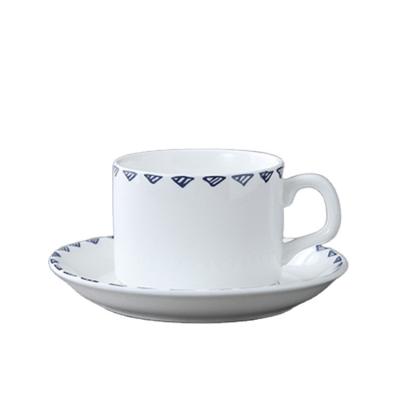 China Viable Wholesale Ceramic Cups and Saucers Set Cheap Decal Printing Sublimation Ceramic Milk Tea Set Cups and Saucers for sale