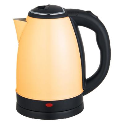 China Base 360 ​​degree rotation stainless steel electric kettle with double yellow shell dry burning protection 360 degree rotation electroplating decoration for sale