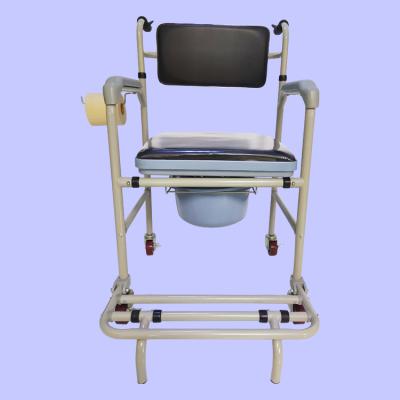 China Iron Folding And Potty Adjustable Back And Soft Back Seat Commode Chair With Padded Seat Factory Price for sale