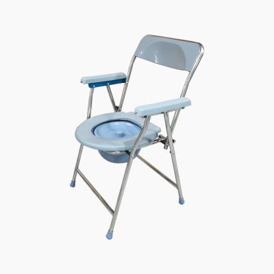 China Lightweight New Style Folding 100kg Commode Shower Toilet Heavy Duty Bearing Portable Steel Chair for sale