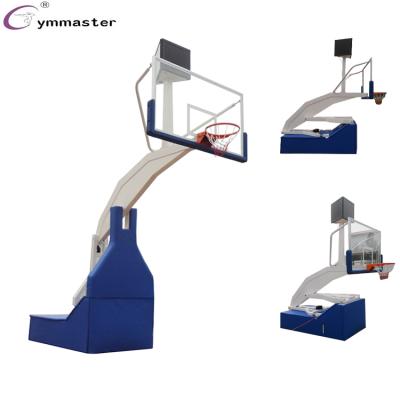 China Tempered Glass Basketball Indoor Equipment Electric Hydraulic Basketball Hoop Height Adjustable for sale