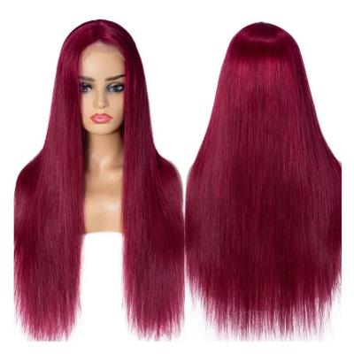 China Body Wave #99J Burgundy Wine Red Brazilian Straight Hair 13x6 HD Lace Frontal Wigs For Color Women Human Hair Full Lace Front Wigs for sale