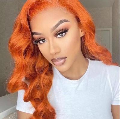 China #350 Ginger Orange Peruvian Body Wave 180% Density 5x5 HD Hair Lace Closure Wigs For Black Women Full Lace Hair Wigs for sale