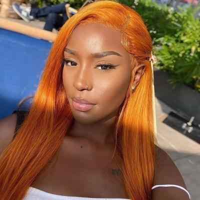 China Body Wave #350 Ginger Orange Brazilian Straight Human Hair 4x4 Closure HD Lace Front Wig For Black Women Full Lace Human Hair Wigs for sale