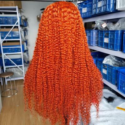 China Wholesale #350 Ginger Orange Peruvian Kinky Curly Body Wave 4x4 HD Hair Lace Closure Wigs For Color Women Full Lace Hair Wigs for sale