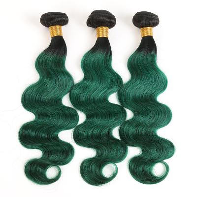 China Curly Curly Ombre T1b/Green 10A Brazilian Body Wave Hair Weave Bundles Hair Wholesale Vendor For Black Women Hair Extensions for sale