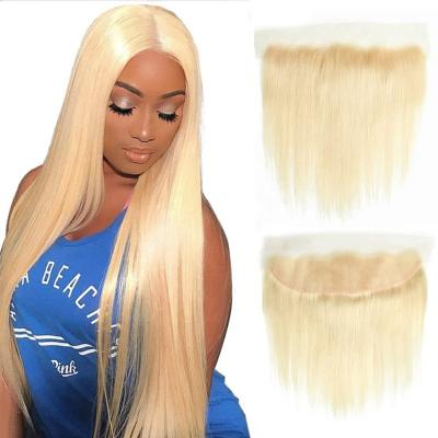 China Straight 613 Blonde Peruvian Straight Hair 13x4 Lace Up Headband With Baby Hair Hairline 613 Natural Ear To Ear Hair Frontal Closure for sale