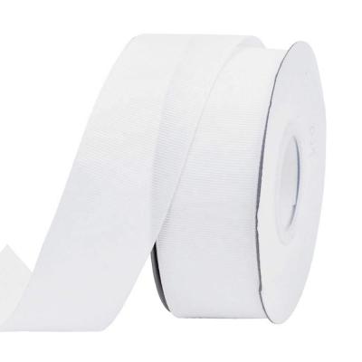 China High Tenacity Polyester White Grosgrain Ribbon With 100yds Roll Wrapping for sale