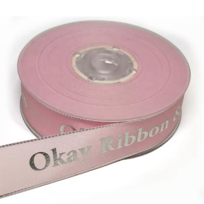 China Recyled Hot Selling Custom Satin Ribbon with Ribbon Foil Printing, Satin Ribbon with Ribbon Edge for sale