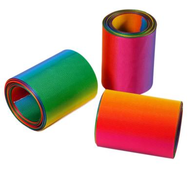 China Hot Selling High Tenacity Decorative 3 Inch Wide Rainbow Grosgrain Ribbon Wholesale for sale