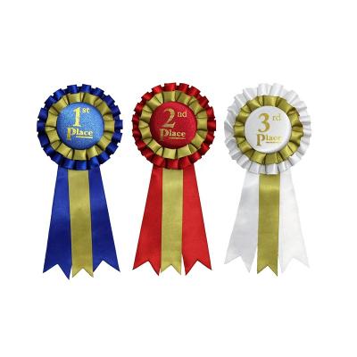 China High Tenacity Customized Horseracing Cheap Satin Ribbon Rosette Badge for sale