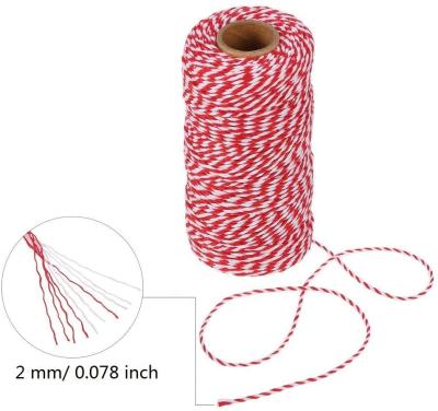 China Red and White Cotton Bakers Twine Baling Twine for Gardening, Decoration, 100M for sale