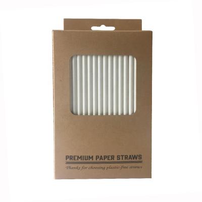 China 200 Pack 6mm White Paper Biodegradable Solid Paper Straws for sale