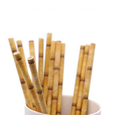 China Wholesale Yellow Bamboo Printing Paper Straws Biodegradable Paper Drinking for sale