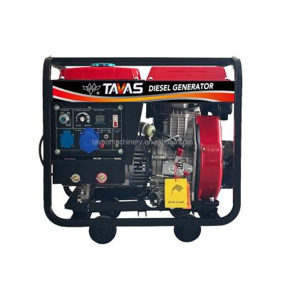 China one phase red Chinese Manufacturers portable welding diesel generator with led work light DG6000W for sale