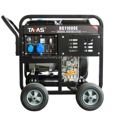 China 8.5kW auto start square pipe support Diesel generator open frame with armrest DG11000E for sale