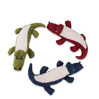 China Angry Noise Stocked Crocodile Corduroy Squeak Plush Dog Toy Cartoon Interactive Pet Chew Toy Supplies for sale