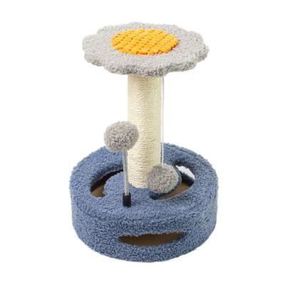 China Luxurious Assembled Flower Stocked Cat Tree Scratching Fashion Wholesale Cat Climbing Pet Sisal Plush Post for sale