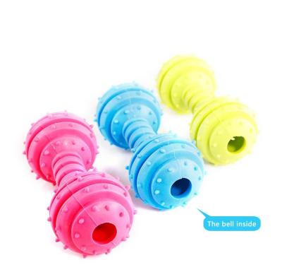 China Hot Selling Dog Stocked TPR Dumbbell Pet Bite Resistant Novelty Dental Dumbbell Toy Chew Barbell Toy Wholesale for sale