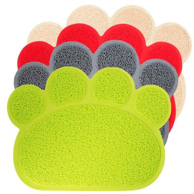 China Pet Stored Area Mat Amazon Style Paw Print Double Waterproof Cat Pvc Protective Litter Mat for sale