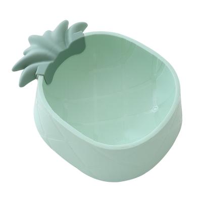 China Simple Cat Pet Food Feeding Bowl Neck Care Automatic Plastic Pet Bowl Pineapple Pattern Wholesale for sale