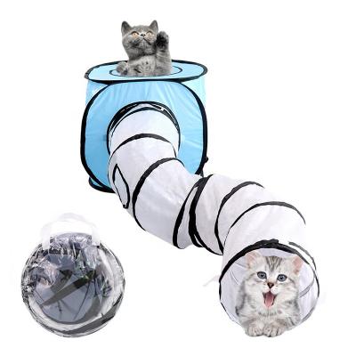 China New Type Stocked Polyester Cat Tunnel Puzzle Sound Paper Collapsible Cat Tunnel Toy Retailing de S for sale